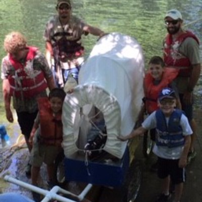 Chuckwagon provides unique challenges  including floating their wagon across a river!