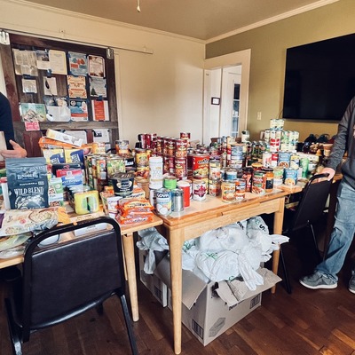 Food donations from our food drive to help the Dickinson County community